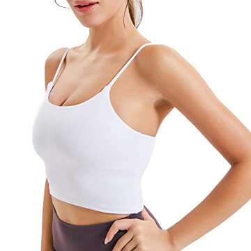 Lemedy Women Padded Sports Bra Fitness Workout Running Shirts Yoga Tank Top (XL, White)