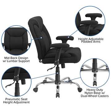 Big & Tall Ergonomic Office Chair with Adjustable Arms