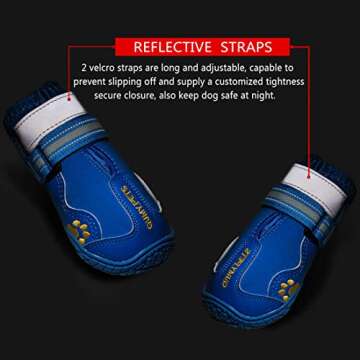 QUMY Dog Shoes for Large Dogs, Medium Dog Boots & Paw Protectors for Winter Snowy Day, Summer Hot Pavement, Waterproof in Rainy Weather, Outdoor Walking, Indoor Hardfloors Anti Slip Sole Blue 5