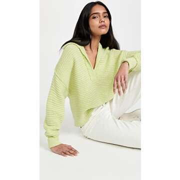 Free People Women's Marlie Pullover, Acid Lime, Green, S