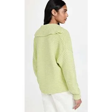 Free People Women's Marlie Pullover, Acid Lime, Green, S