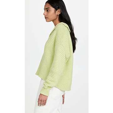 Free People Women's Marlie Pullover, Acid Lime, Green, S