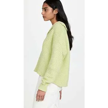 Free People Women's Marlie Pullover, Acid Lime, Green, S