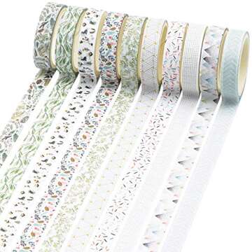Knaid 40 Rolls of Slim Washi Tape Gift Box Set, Decorative Paper Tapes 10 mm Wide for Scrapbooking, ...