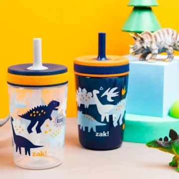 Zak Designs Kelso Tumblers for Kids, 15oz Leak-Proof Set