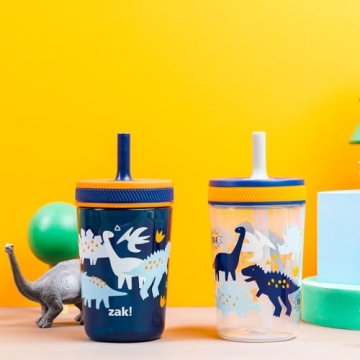 Zak Designs Kelso Tumblers for Kids, 15oz Leak-Proof Set