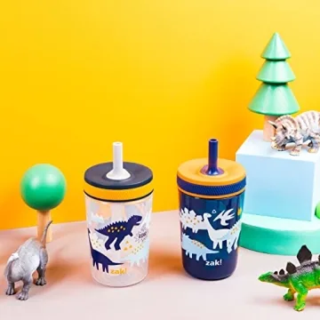 Zak Designs Kelso Tumblers for Kids, 15oz Leak-Proof Set