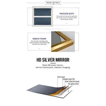 NeuType Full Length Mirror Standing Hanging or Leaning Against Wall, Large Rectangle Bedroom Mirror Floor Mirror Dressing Mirror Wall-Mounted Mirror, Aluminum Alloy Wide Frame, Titanium Gold, 65"x22"