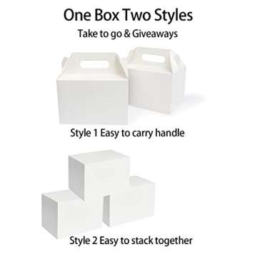 Happyhiram 30 CT Large Welcome Boxes with Handles White, 9x6x6 Gable Gift Easter Boxes Cardboard Pap...