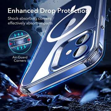 ESR for iPhone 12 Case/iPhone 12 Pro Case, Compatible with MagSafe, Shockproof Military-Grade Protection, Magnetic Phone Case for iPhone 12/12 Pro, Classic Hybrid Case (HaloLock), Clear