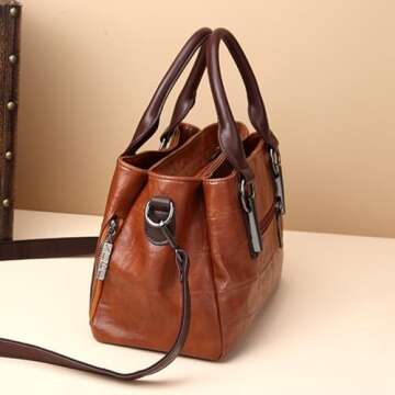 mcuvaec Handbags and Purses for women Vegan Leather Tote Bag for Women Satchel Shoulder Bags Travel Purse with Compartments (Brown)