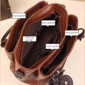 mcuvaec Handbags and Purses for women Vegan Leather Tote Bag for Women Satchel Shoulder Bags Travel Purse with Compartments (Brown)