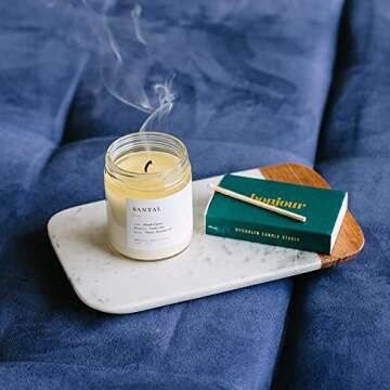 Brooklyn Candle Studio Santal Jar Candle - Luxury Scented Candle, Vegan Soy Wax, Hand Poured in The USA, 50 Hour Slow Burn Time - 7.5oz