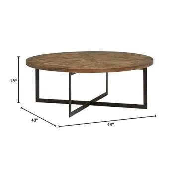 Amazon Brand – Stone & Beam Industrial Round Coffee Table, 48"W, Wood & Dark Metal