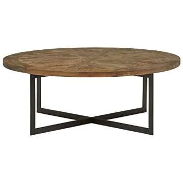 Amazon Brand – Stone & Beam Industrial Round Coffee Table, 48"W, Wood & Dark Metal