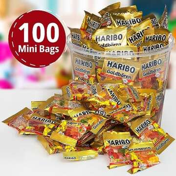 100 Mini Bags of Haribo Goldbears Gummy Bears for Everyone
