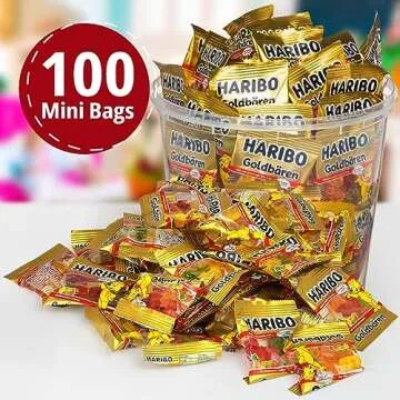 100 Mini Bags of Haribo Goldbears Gummy Bears for Everyone