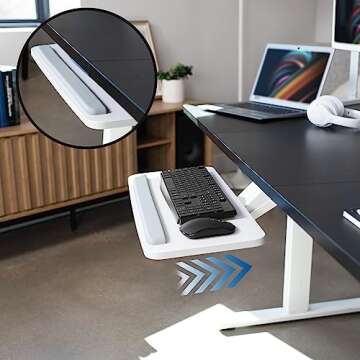 VIVO Adjustable 25 x 10 inch Computer Keyboard and Mouse Platform Tray Ergonomic Under Table Desk Mo...