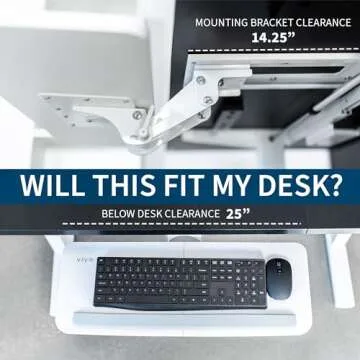 VIVO Adjustable 25 x 10 inch Computer Keyboard and Mouse Platform Tray Ergonomic Under Table Desk Mount Drawer Underdesk Shelf, White, MOUNT-KB03W