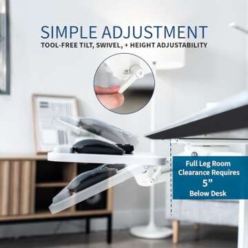 VIVO Adjustable 25 x 10 inch Computer Keyboard and Mouse Platform Tray Ergonomic Under Table Desk Mount Drawer Underdesk Shelf, White, MOUNT-KB03W