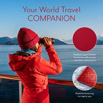 Paperoo - The Amazing Travel Bucket List Travel Journal, Best Gifts for People Who Travel, Undated Travel Journal Notebook Diary for Traveler, Travel Planner Notebook & Journal - Red Vegan Leather