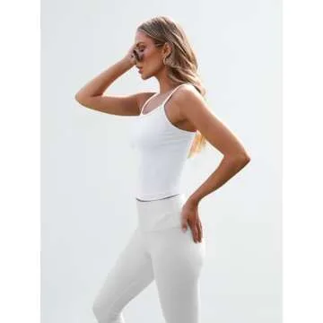 Trendy Queen Womens Spaghetti Strap Tank Tops Adjustable Cute Camisole Going Out Crop Tops Summer Clothes, White, XS