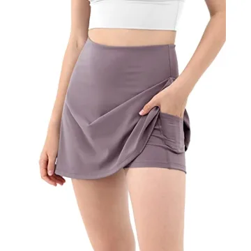 ODODOS Women's High Waisted Tennis Skirts with Pockets Built-in Shorts Golf Skorts for Athletic Spor...