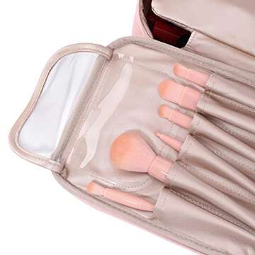 Katadem Large Capacity Makeup Bag - Cosmetic Travel Bag for Women & Girls, Pink, Travel Size, Water Resistant, Leak Proof