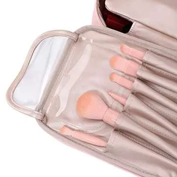 Katadem Large Capacity Makeup Bag - Cosmetic Travel Bag for Women & Girls, Pink, Travel Size, Water Resistant, Leak Proof