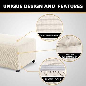 PrinceDeco Stretch Ottoman Cover - Luxurious Checked Design