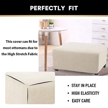 PrinceDeco Stretch Ottoman Cover - Luxurious Checked Design