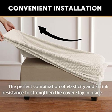 PrinceDeco Stretch Ottoman Cover - Luxurious Checked Design