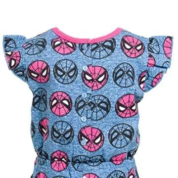 Marvel Spider-Man Little Girls French Terry Romper Blue 7-8