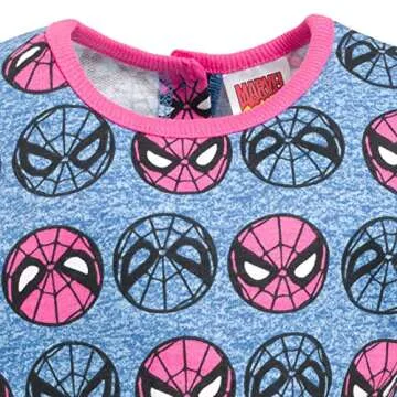 Marvel Spider-Man Little Girls French Terry Romper Blue 7-8
