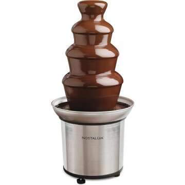 Nostalgia 32-Ounce Stainless Steel Chocolate Fondue Fountain - 4 Tiers for Dipping