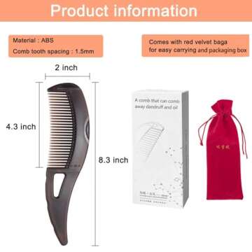 KFASANOMDZ Hair Comb, Dandruff Removal Comb Plastic, All Hair Types, Manual, for People with Dandruff Problems