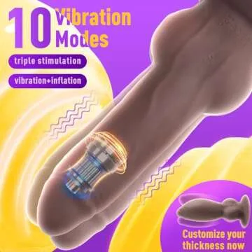 4.7'' to 8.3'' Anal Dildo Vibrator, Inflatable Dildo Black Dildo Vibrating Dildo with Adjustable Girth, Anal Sex Toys G spot Stimulator Prostate Massager, Remote Control Couples Sex Toy (Brown)