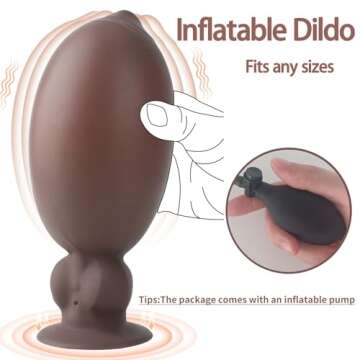 4.7'' to 8.3'' Anal Dildo Vibrator, Inflatable Dildo Black Dildo Vibrating Dildo with Adjustable Girth, Anal Sex Toys G spot Stimulator Prostate Massager, Remote Control Couples Sex Toy (Brown)