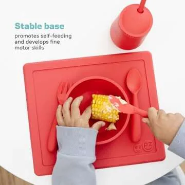 ezpz Happy Bowl - 24 Months + (Gray) - 100% Silicone Suction Bowl with Built-in Placemat – Dishwasher Safe