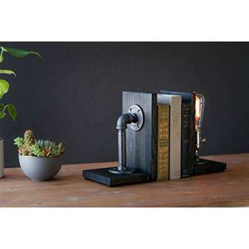 Steampunk Table Lamp with Edison Bulb & Wood Base