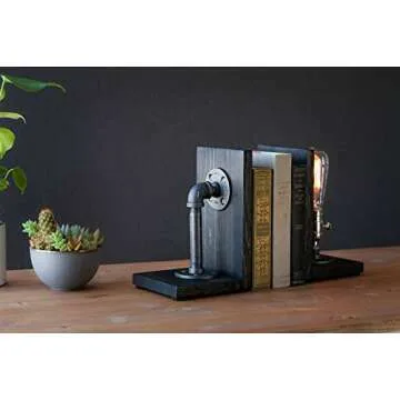 Steampunk Table Lamp with Edison Bulb & Wood Base