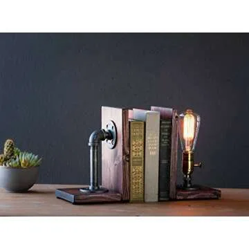 Steampunk Table Lamp with Edison Bulb & Wood Base