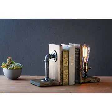 Steampunk Table Lamp with Edison Bulb & Wood Base