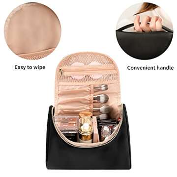 Ethereal Travel Makeup Bag, Cosmetic Bag for Women Large Capacity Makeup Organizer Bag Vegan Leather Makeup Brushes Bag Waterproof Toiletry Bag for Women