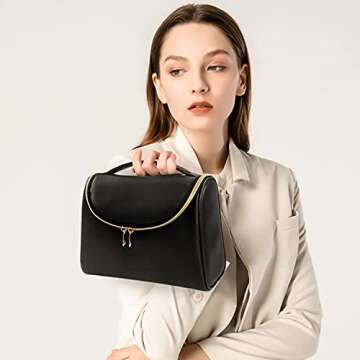 Ethereal Travel Makeup Bag, Cosmetic Bag for Women Large Capacity Makeup Organizer Bag Vegan Leather Makeup Brushes Bag Waterproof Toiletry Bag for Women