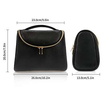 Ethereal Travel Makeup Bag, Cosmetic Bag for Women Large Capacity Makeup Organizer Bag Vegan Leather Makeup Brushes Bag Waterproof Toiletry Bag for Women