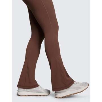 CRZ YOGA Butterluxe High Waist Mini Flared Leggings for Women 31.5" - Bootcut Yoga Pants with Pocket Casual Lounge Comfy Coffee Brown Large