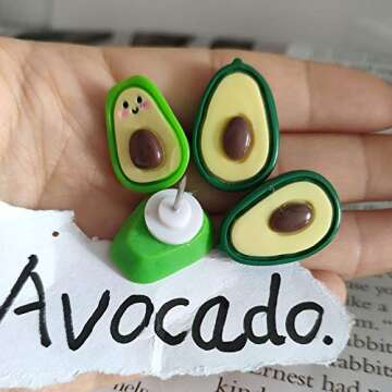 XQingmei Avocado Push Pins40 Pieces Cartoon Thumbtack Resin Avocado Fruit Push Pins Decorative Pins Office Supplies for Message Photo Postcard Note Paper Stationery(Avocado)
