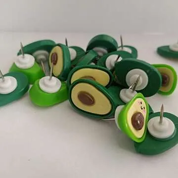 XQingmei Avocado Push Pins40 Pieces Cartoon Thumbtack Resin Avocado Fruit Push Pins Decorative Pins Office Supplies for Message Photo Postcard Note Paper Stationery(Avocado)