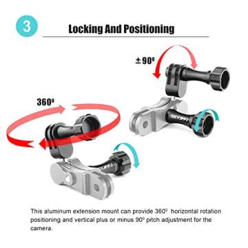 360 Rotation Aluminum GoPro Handlebar Mount for Action Cameras